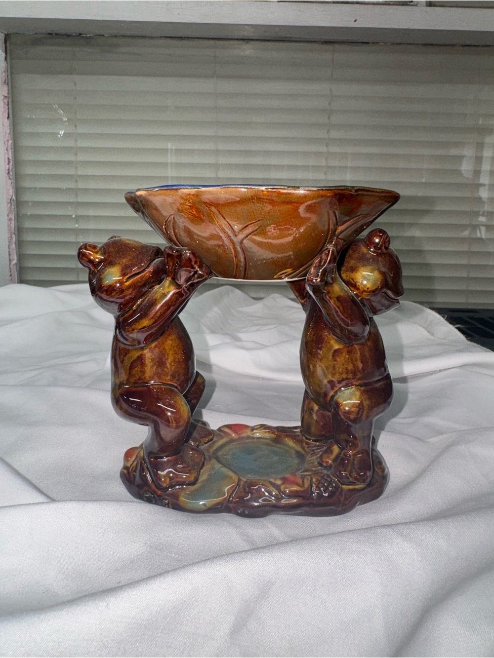 VTG ceramic drip glaze frog wax/oil warmer